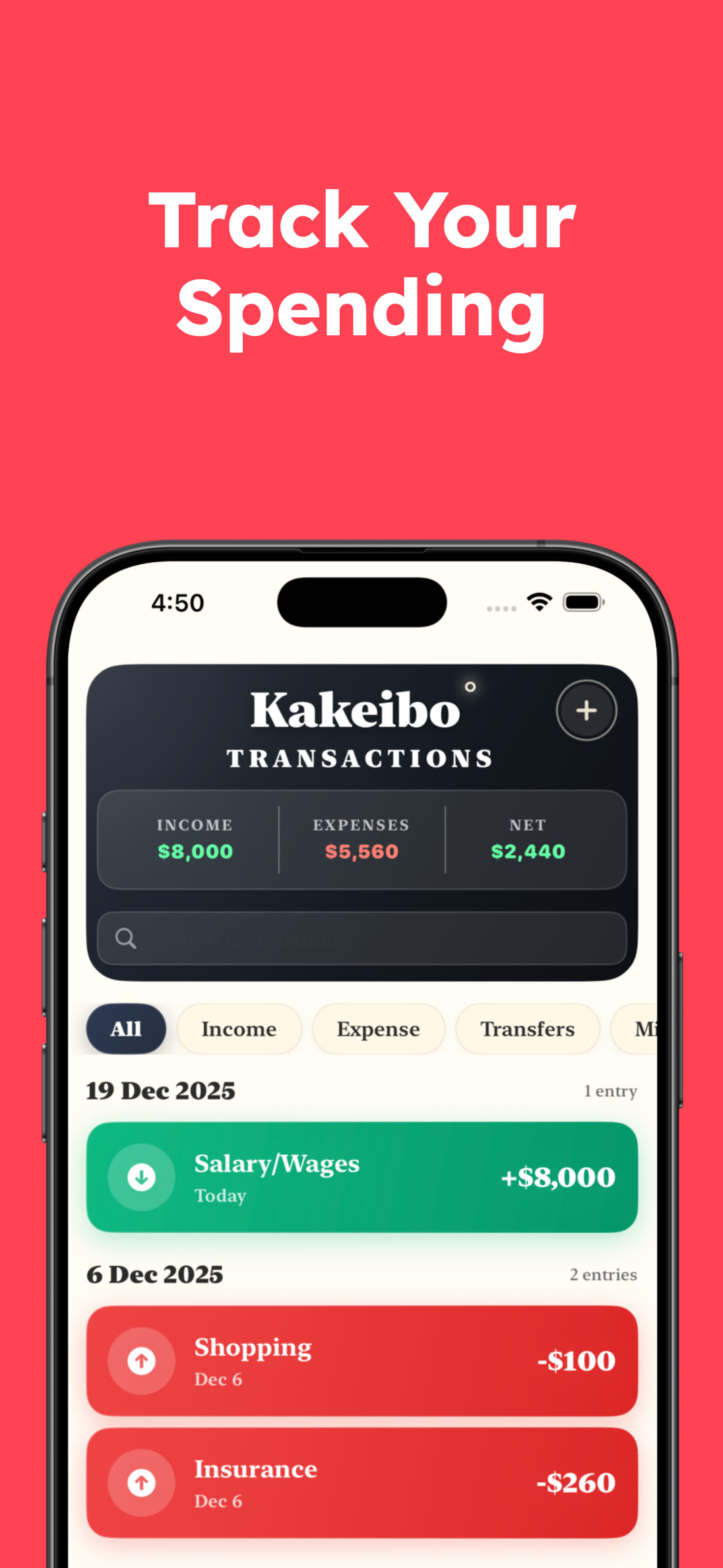 Kakeibo expense tracking - log every purchase in one of four categories for mindful spending
